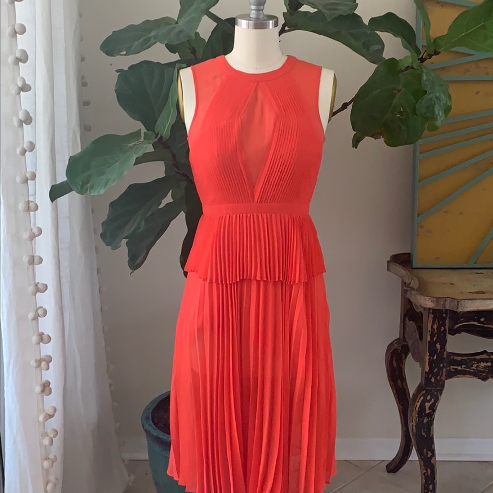 BCBGMAXAZRIA coral Peplum Dress